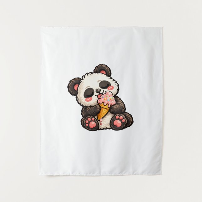Tapete De Parede Sorvete de Panda Fofo (Frente)