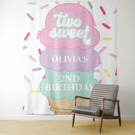 Tapete De Parede Sorvete e Confeitos Dois Doce Aniversário de 2 Ano