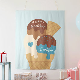 Tapete De Parede Sorvete Sundae Personalizado Festa de Aniversário 