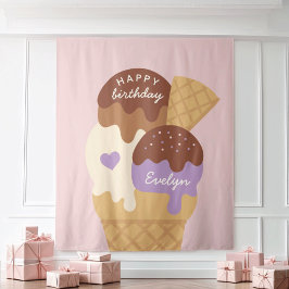 Tapete De Parede Sorvete Sundae Personalizado Festa de Aniversário 