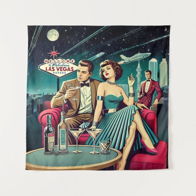 Tapete De Parede Space Age Las Vegas Martini Party (Frente)