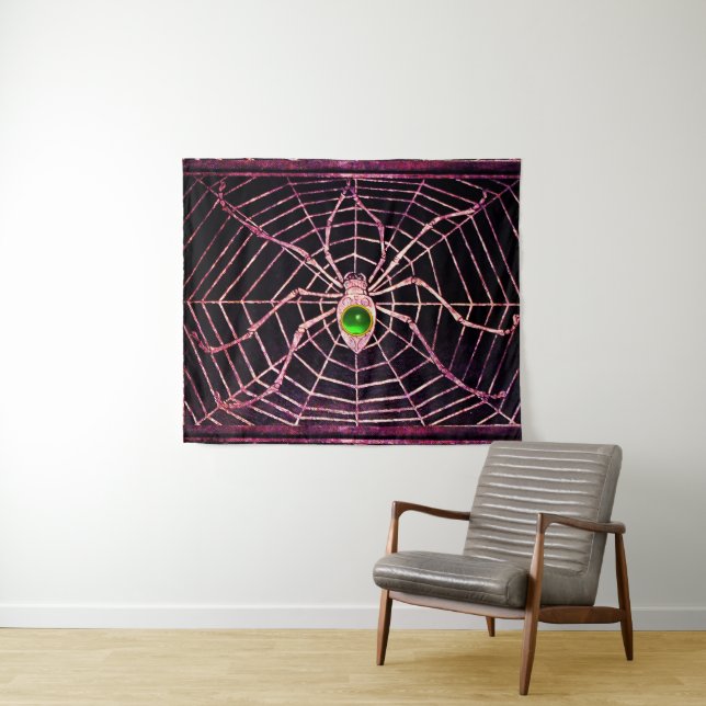 Tapete De Parede SPIDER E WEB Green Emerald Gemstone Black (In Situ (Horizontal))