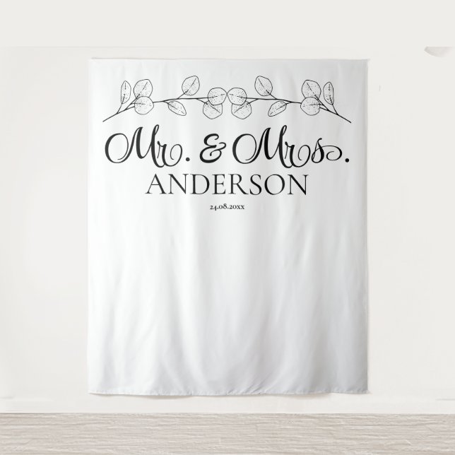 Tapete De Parede Sr. e Sra. Casamento Personalizado (Frente)