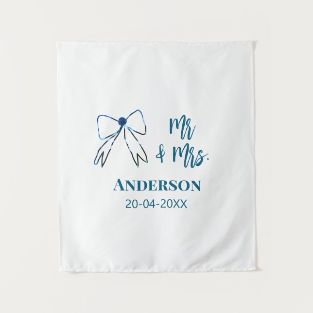 Tapete De Parede Sr & Sra adicionar nome data casamento favor arco  (Frente)