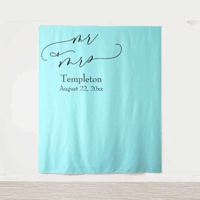 Tapete De Parede Sr & Sra Simples Alinhado à Esquerda Fundo de Foto (Frente)