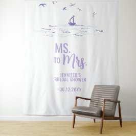 Tapete De Parede Sra. Beach Boat Waves Blue Bridal Backdrop