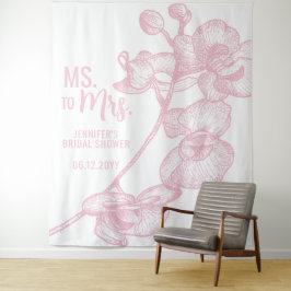 Tapete De Parede Sra. Boho Orquídea Rosa Orquídea Branca Fundo