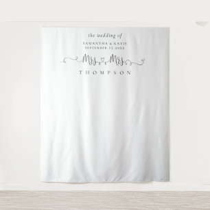 Tapete De Parede Sra. Name Rings Lesbian Wedding Photo Backdrop