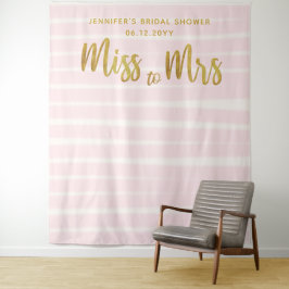Tapete De Parede Sra. Pink Stripes Boho Panorâmica Chic Bridal