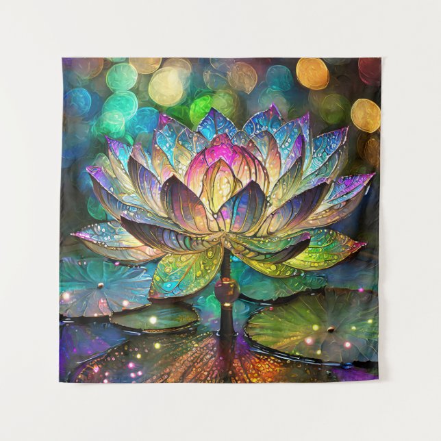 Tapete De Parede Stained Glass Vibrant Lotus Flower (Frente)