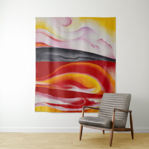 Tapete De Parede Streak vermelho, amarelo e preto Georgia O'Keeff