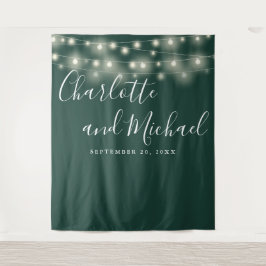 Tapete De Parede String Lights Emerald Green Photo Backdrop