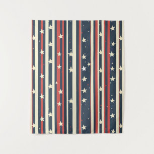 Tapete De Parede Stripes Vermelhos, Brancos e Azuis com Estrelas (2