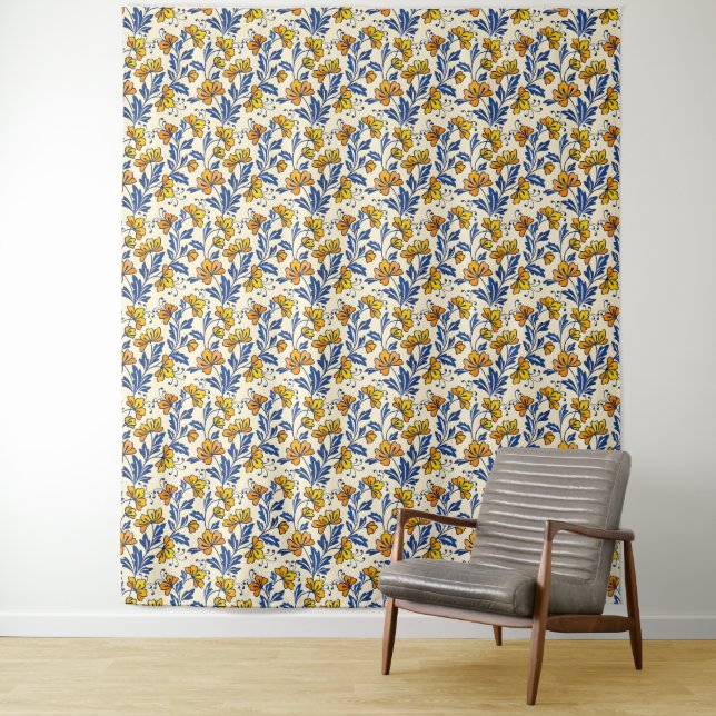 Tapete De Parede Stunning Seamless Pattern of Flowers and Leaves (In Situ)