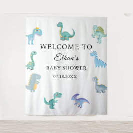 Tapete De Parede Stylish Dinosaur Baby Shower White