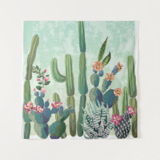 Tapete De Parede Suculentas Fofas: Padrão de Cactus Vintage