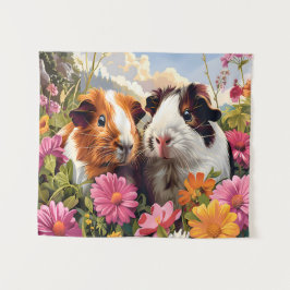 Tapete De Parede Suínos-guineenses entre flores silvestres