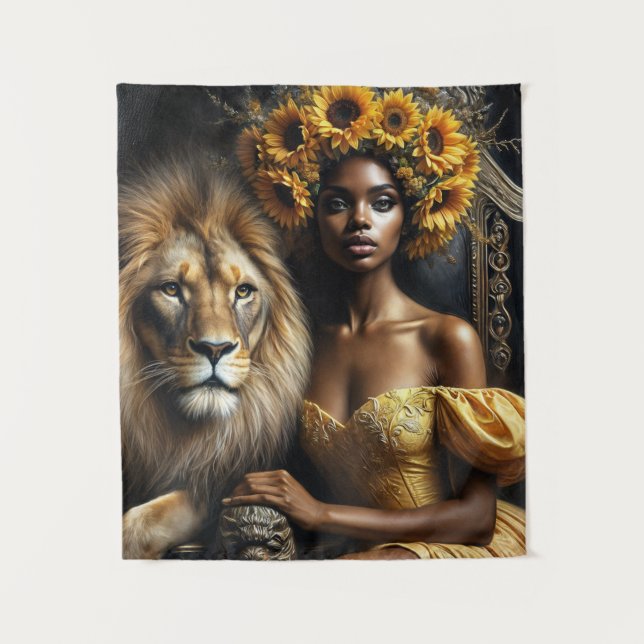 Tapete De Parede Sunflower Black Woman With Lion (Frente)