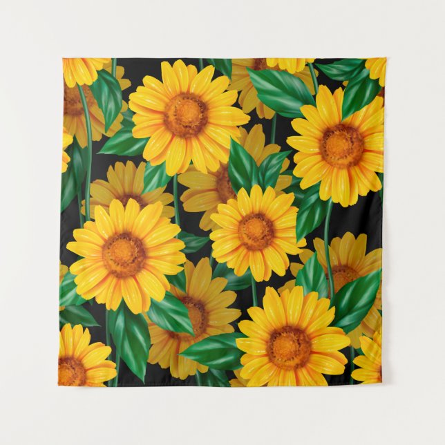 Tapete De Parede Sunflower seamless pattern. Background with yellow (Frente)