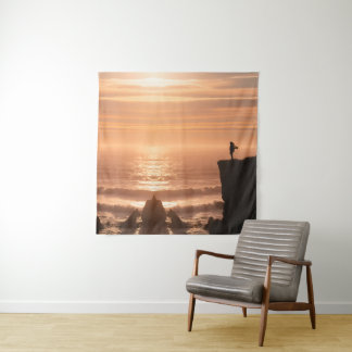 Tapete De Parede  Sunset Surf Silhouette Wall Tapestry 