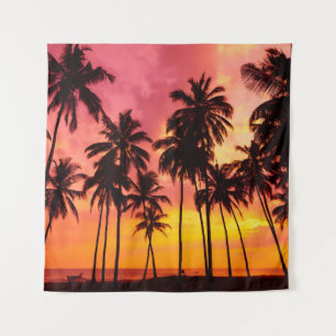 Tapete De Parede Sunset Tropical: Serenidade Silhueta Palma.