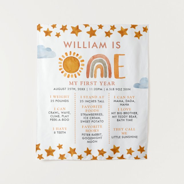 Tapete De Parede Sunshine e primeiro aniversario Arco-Íris - Consel (Frente)