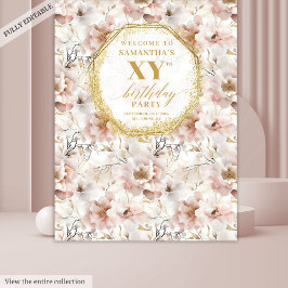 Tapete De Parede Suntuoso Floral Rosado para Fotobooth de Aniversár