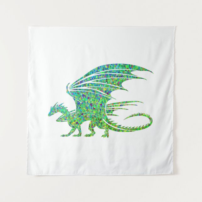 Tapete De Parede Surpreendente Dragão Verde Mosaico (Frente)