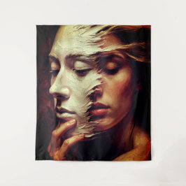 Tapete De Parede Surreal Woman Portrait with Painted Mask