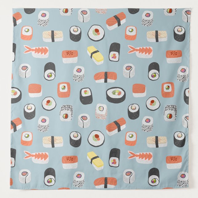 Tapete De Parede Sushi Nigiri Maki Roll Pattern (Japanese sushi pattern tapestry)