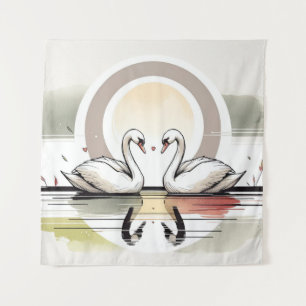 Tapete De Parede Swan Embrace em Dusk