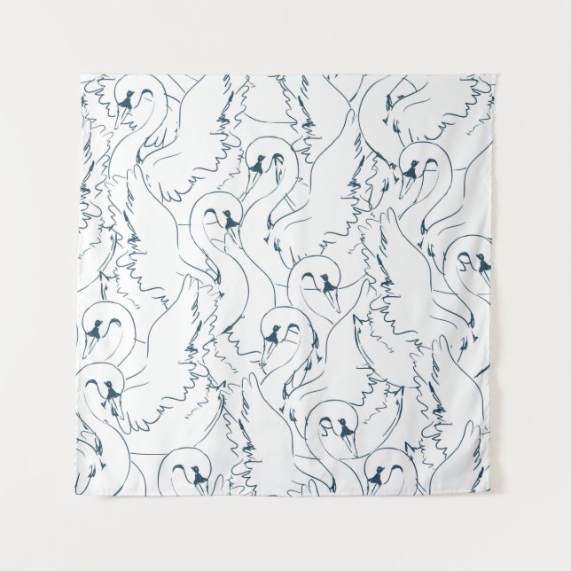 Tapete De Parede Swan Pattern Seamless, padrão, abstrato, traseiro (Frente)