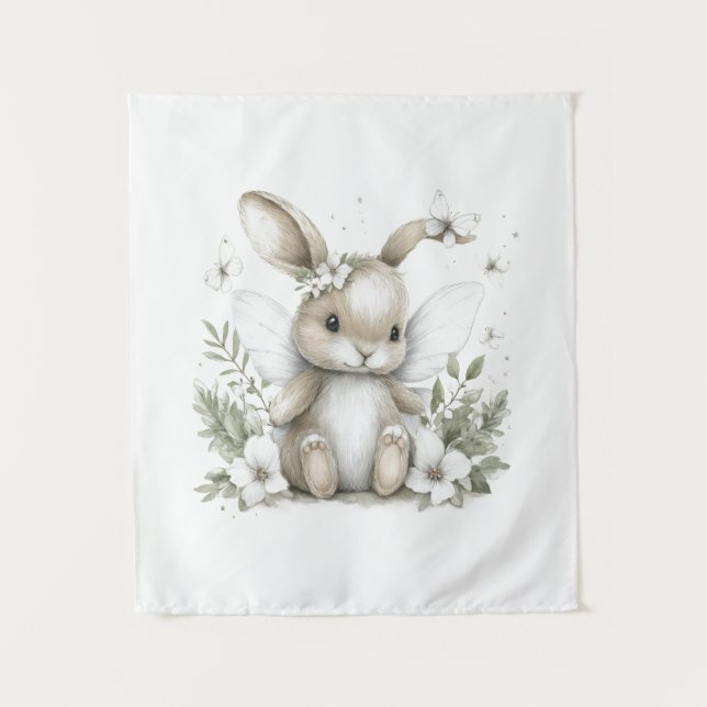 Tapete De Parede Sweet watercolour fairy bunny illustration (Frente)