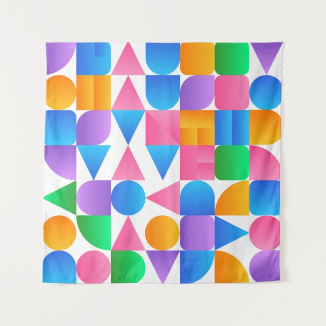 Tapete De Parede Synthwave Bauhaus Rainbow #2 (rosa-azul-amarelo) (Frente)