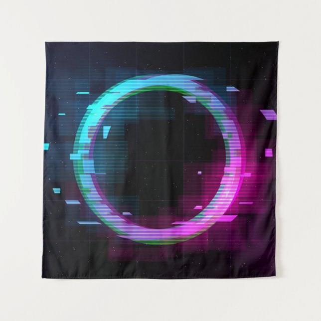 Tapete De Parede Synthwave Vaporwave Retrowave Glitch Circle with b (Frente)