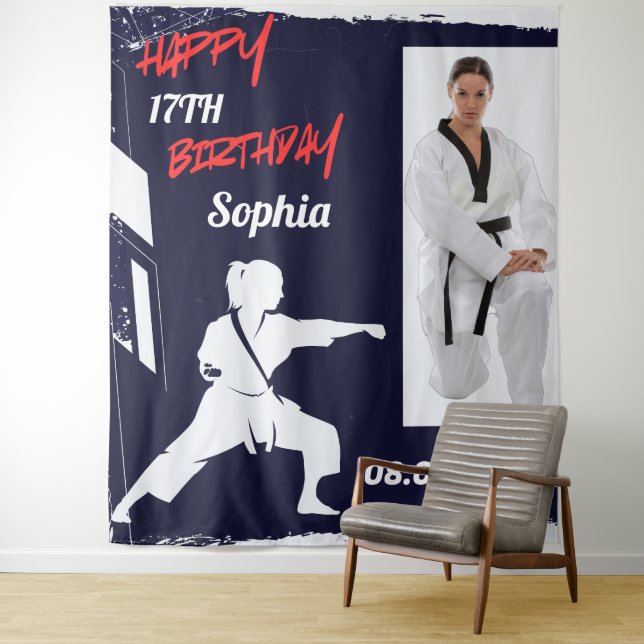 Tapete De Parede Taekwondo Birthday, Taekwondo Girl Player  (In Situ)