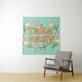 Tapete De Parede "Take Easy": Positive Retro Floral Illustration