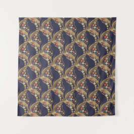 Tapete De Parede Tapeçarias de padrão floral de gato Art Deco