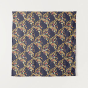 Tapete De Parede Tapeçarias de padrão floral de gato Art Deco