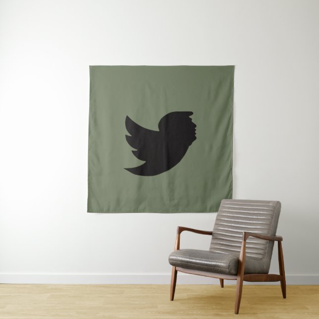 TAPETE DE PAREDE TAPESTRIA - DESIGN DE AVES - VERDE/PRETO (In Situ)