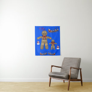 Tapete De Parede Tapestries Natal Gingerbird Man
