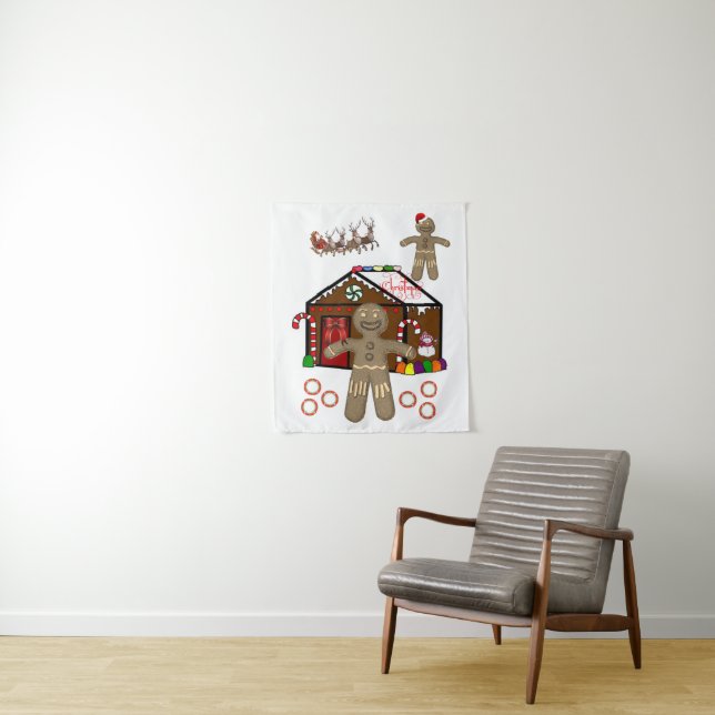 Tapete De Parede Tapestries Natal Gingerbird Man (In Situ)