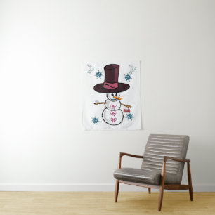 Tapete De Parede Tapestries Snowman