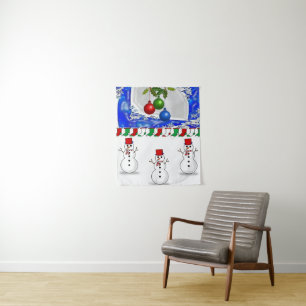 Tapete De Parede Tapestries Snowman