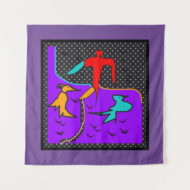 TAPETE DE PAREDE TAPETE DE PÁSSEOS DE PÁSSARO VERMELHO E AQUA CONTE (Frente)