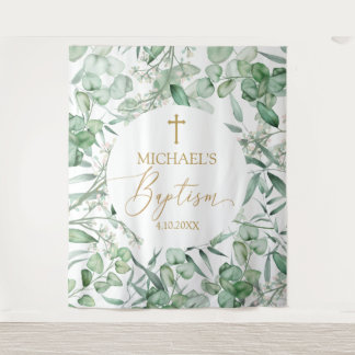 Tapete De Parede Tapiz Baptism Eucalyptus greenery backdrop banner