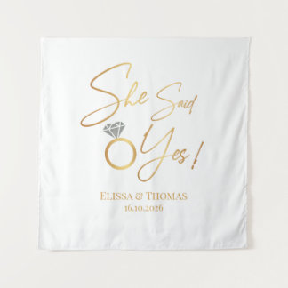 Tapete De Parede Tapiz Ela disse Sim! Noivado Backdrop banner