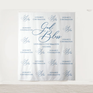 Tapete De Parede Tapiz God Bless Elegant blue photobooth backdrop