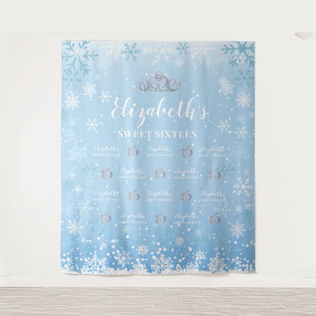 Tapete De Parede Tapiz Princess Winter Sweet 16 photobooth Backdrop (Frente)