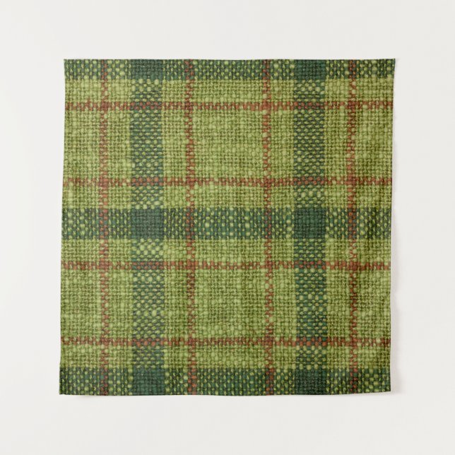 Tapete De Parede Tartan de Natal vermelho e verde. (Frente)